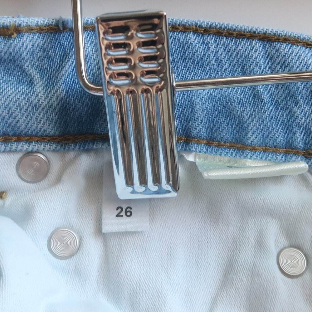 Reformation Cynthia High Rise Straight Leg Patch Jeans Tahoe Light Wash 26 - Picture 11 of 16